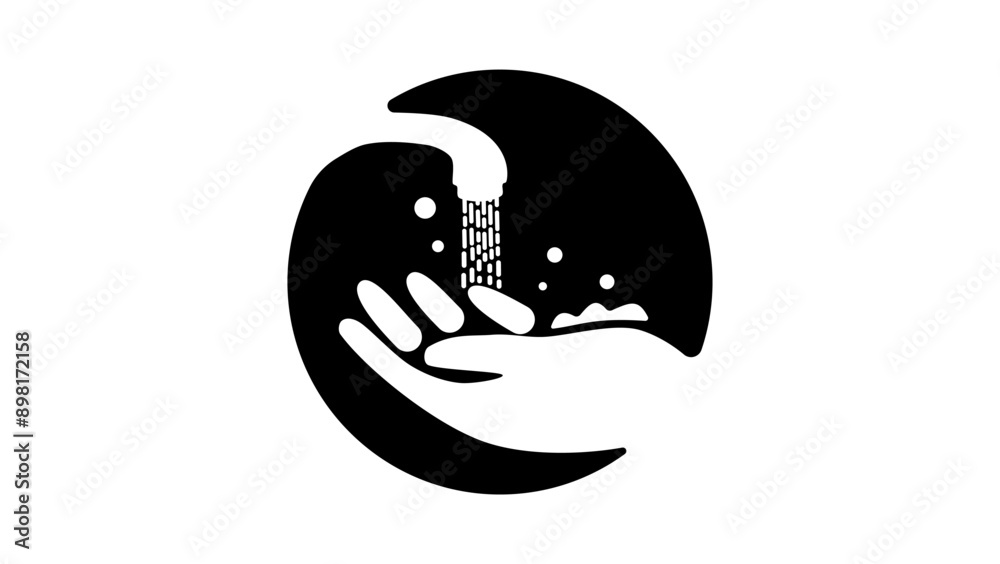 hand washing sign, black isolated silhouette hand washing sign, black isolated silhouette