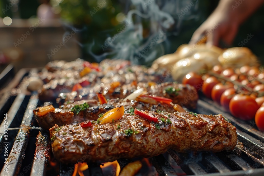 Men having a wonderful evening gathering to enjoy a delicious barbecue feast together