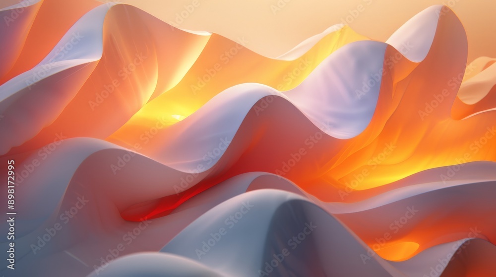 Fototapeta premium Abstract background forming smooth orange and white waves, ideal for technology or design projects