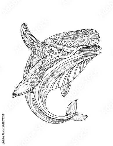 Breaching Whale Mandala Symbol Mandala Vector Clip Art Illustration Tattoo Pattern Design