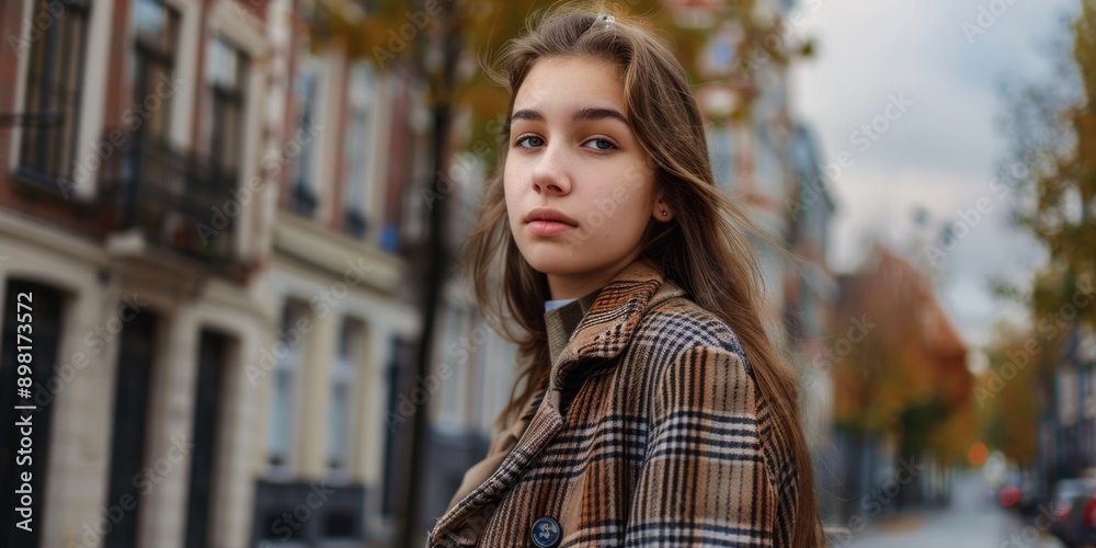 Fototapeta premium Woman on city street