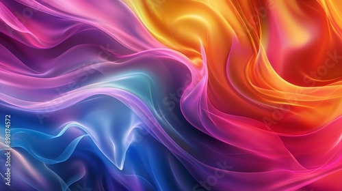 Wallpaper Mural A colorful, flowing piece of fabric with a rainbow pattern. Abstract background Torontodigital.ca