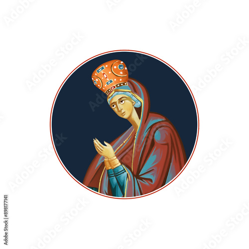 Holy Virgin Mary. Christian illustration in Byzantine style 