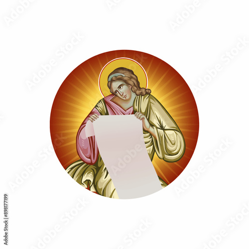 Orthodox illustration of Angel in Byzantine style 