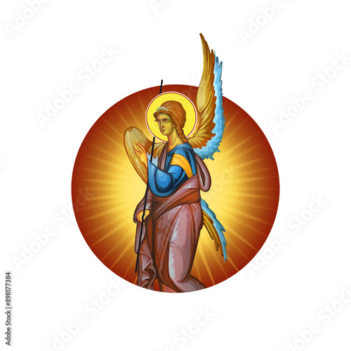 Christian illustration of Angel in Byzantine style 