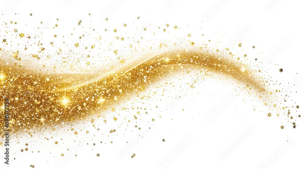 custom made wallpaper toronto digitalAbstract golden glitter starry magic dust trail with space for text on white background.