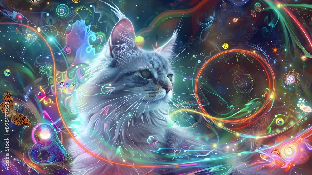 Ethereal Feline Voyage Through Cosmic Dreamscape Ethereal Feline Voyage Through Cosmic Dreamscape