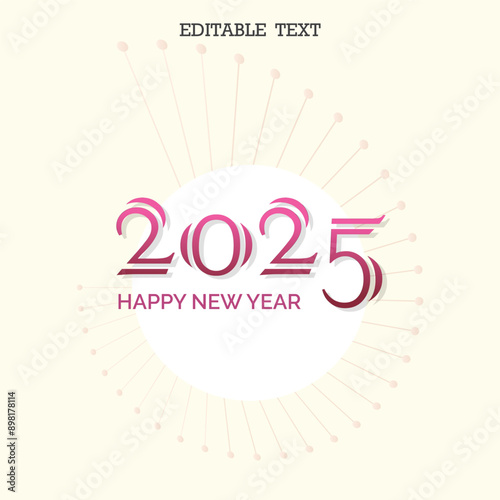 Happy New Year 2025 premium editable text effect Vector illustration template