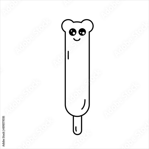 Vector line illustration of an icecream with ears.