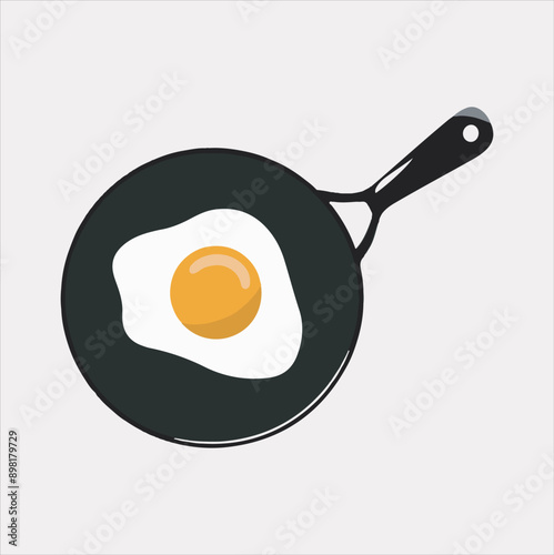 frying pan with Fried egg silhouette vector on a white background