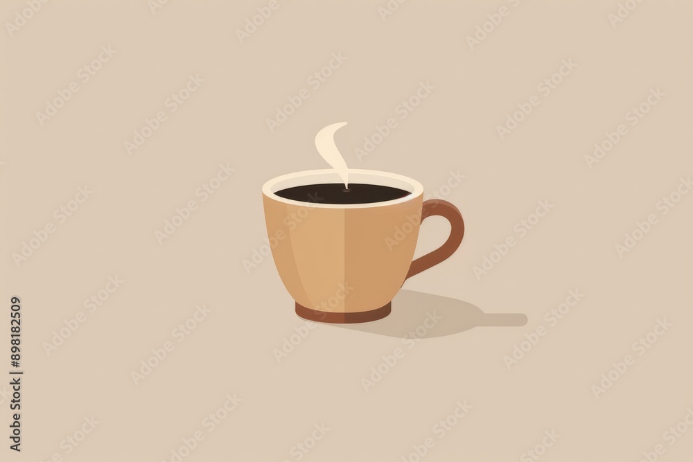 Flat design illustration portraying a coffee cup, with steam rising