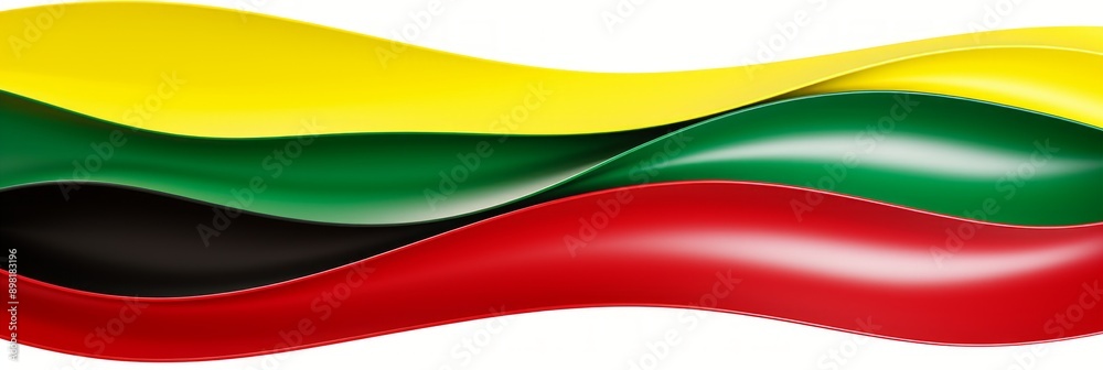 Waving colorful flag, yellow, green, black, red, abstract design, fluid motion, symbolic, vibrant, flag concept Waving colorful flag, yellow, green, black, red, abstract design, fluid motion, symbolic, vibrant, flag concept