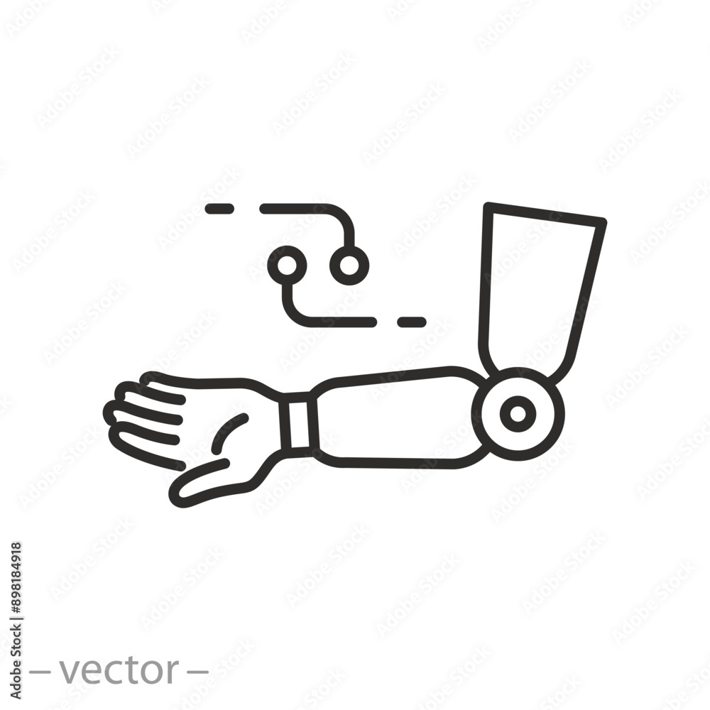bionic hand icon, prosthesis for human icon, prosthetic hand, linear vector illustration bionic hand icon, prosthesis for human icon, prosthetic hand, linear vector illustration