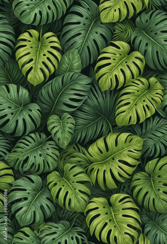 Wallpaper Mural  Seamless pattern of tropical leaves.  Torontodigital.ca