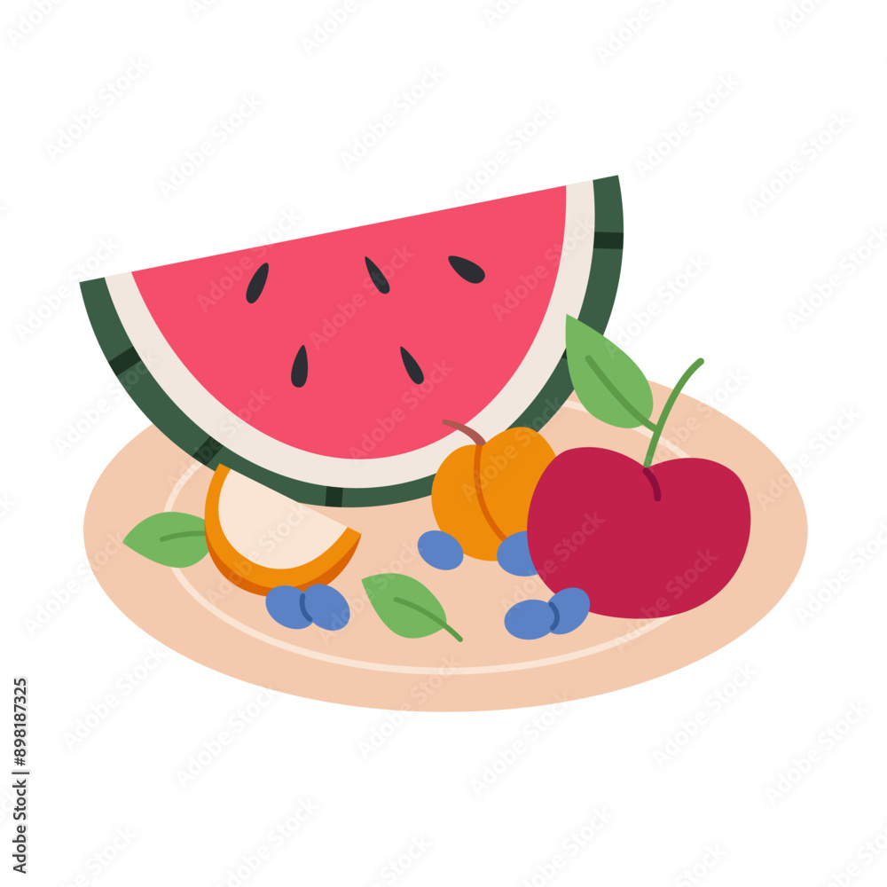 Plate with berries and fruits Plate with berries and fruits