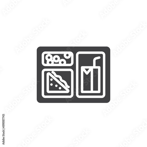 Lunch tray with various food vector icon