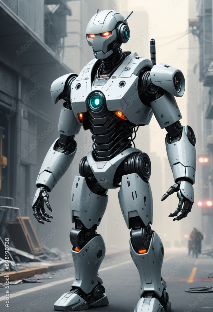 Digital illustration of a futuristic robot. Digital illustration of a futuristic robot.
