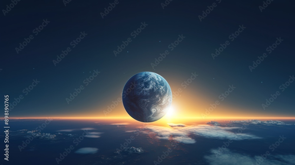 photograph of Planet earth with sunrise in space on white background photograph of Planet earth with sunrise in space on white background