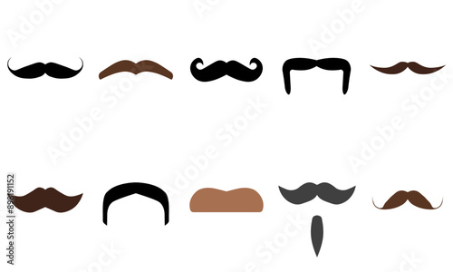 Set of moustache style for masculine and grooming routine design decoration