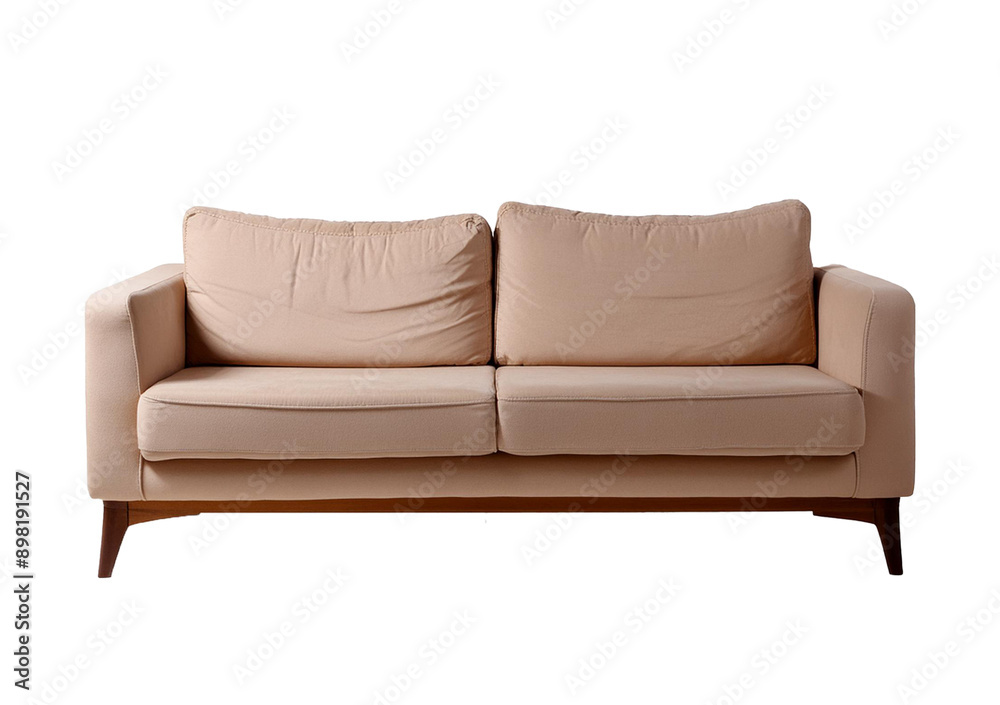 Fototapeta premium Light brown sofa (couch) isolated on transparent and white background.