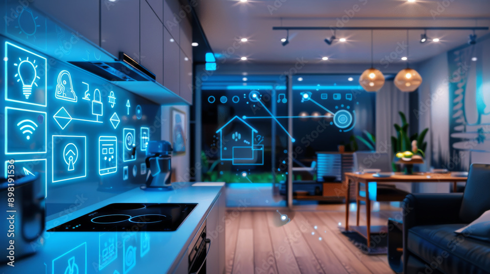 Smart home devices seamlessly integrated into daily life, enhancing convenience Smart home devices seamlessly integrated into daily life, enhancing convenience