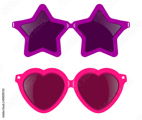 Obraz na płótnie Funny party sunglasses, star and heart shaped glasses w salonie