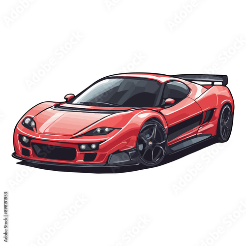 beautiful cute sport car vector illustration red car color ai generated