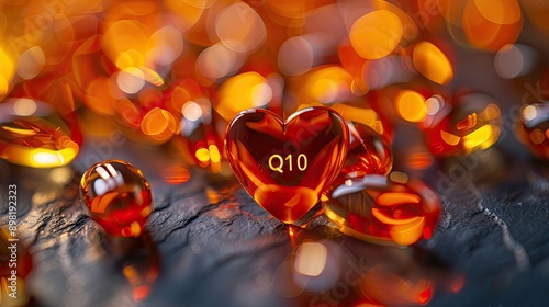 Coenzyme Q10 in capsules. Selective focus.