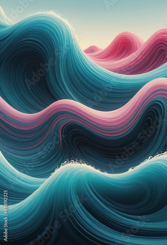  Abstract waves and lines in a fluid design. 
