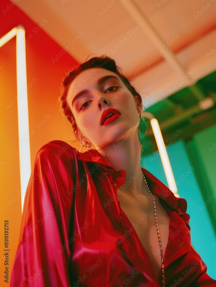 Fototapeta premium Woman in Red Shirt