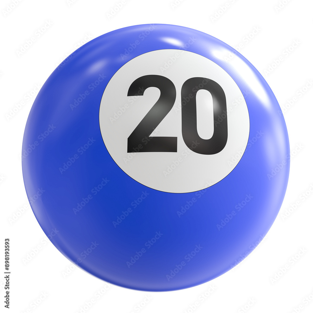 3D Render of Blue Billiard Ball Number 20 3D Render of Blue Billiard Ball Number 20