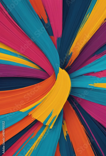  Abstract brush strokes in bold colors. 