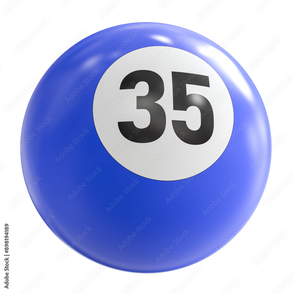 3D Render of Blue Billiard Ball Number 35 3D Render of Blue Billiard Ball Number 35