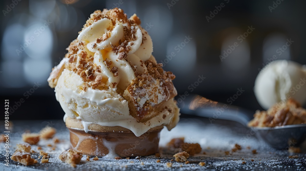 Bread with delicious ice cream topping, ice cream with delicious Bread topping Bread with delicious ice cream topping, ice cream with delicious Bread topping