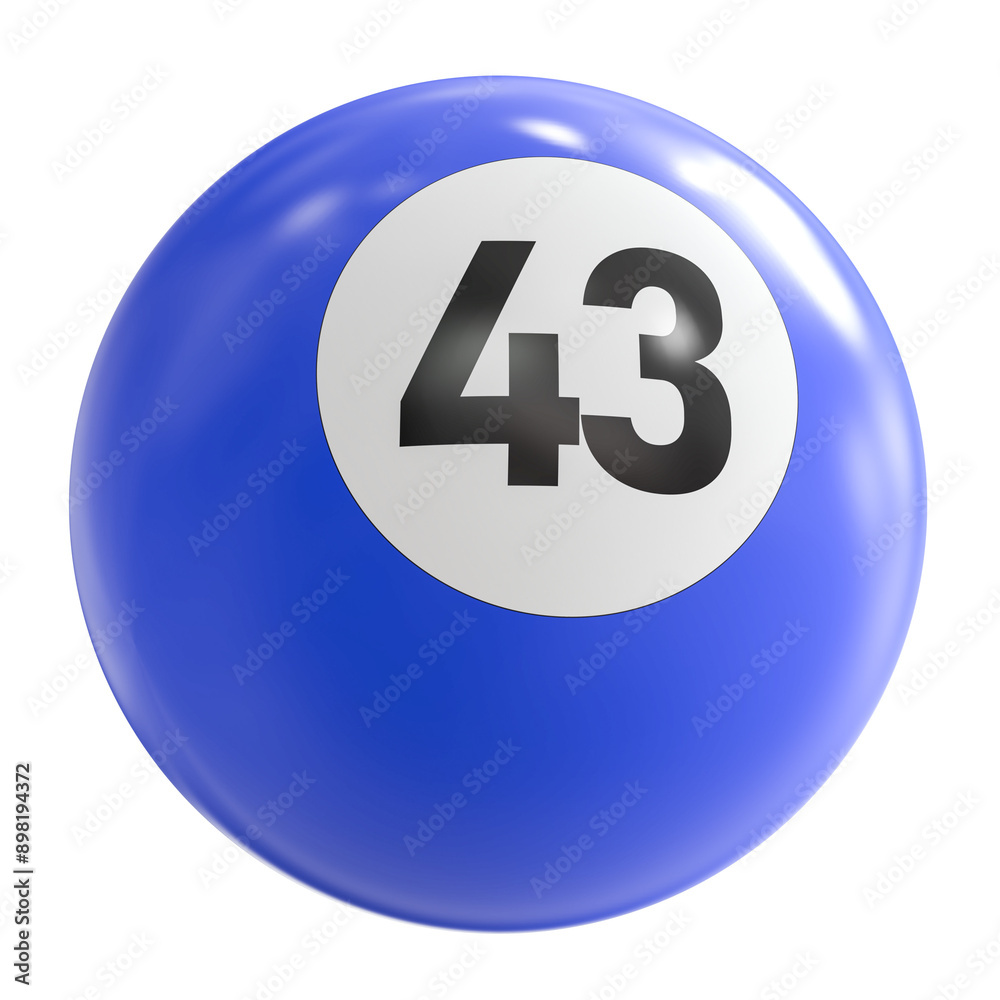 3D Render of Blue Billiard Ball Number 43 3D Render of Blue Billiard Ball Number 43