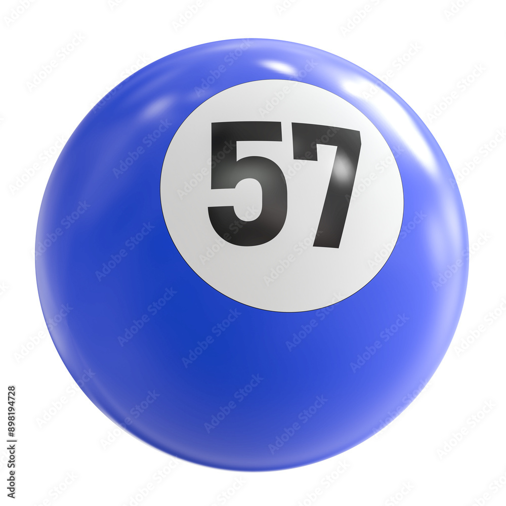 3D Render of Blue Billiard Ball Number 57 3D Render of Blue Billiard Ball Number 57