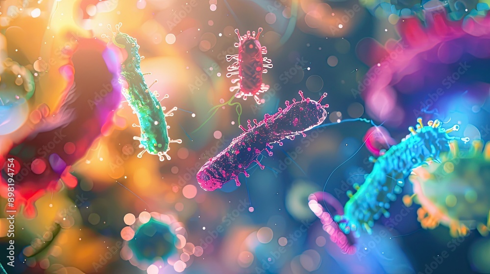 Naklejka premium bacteria under a microscope. Selective focus.