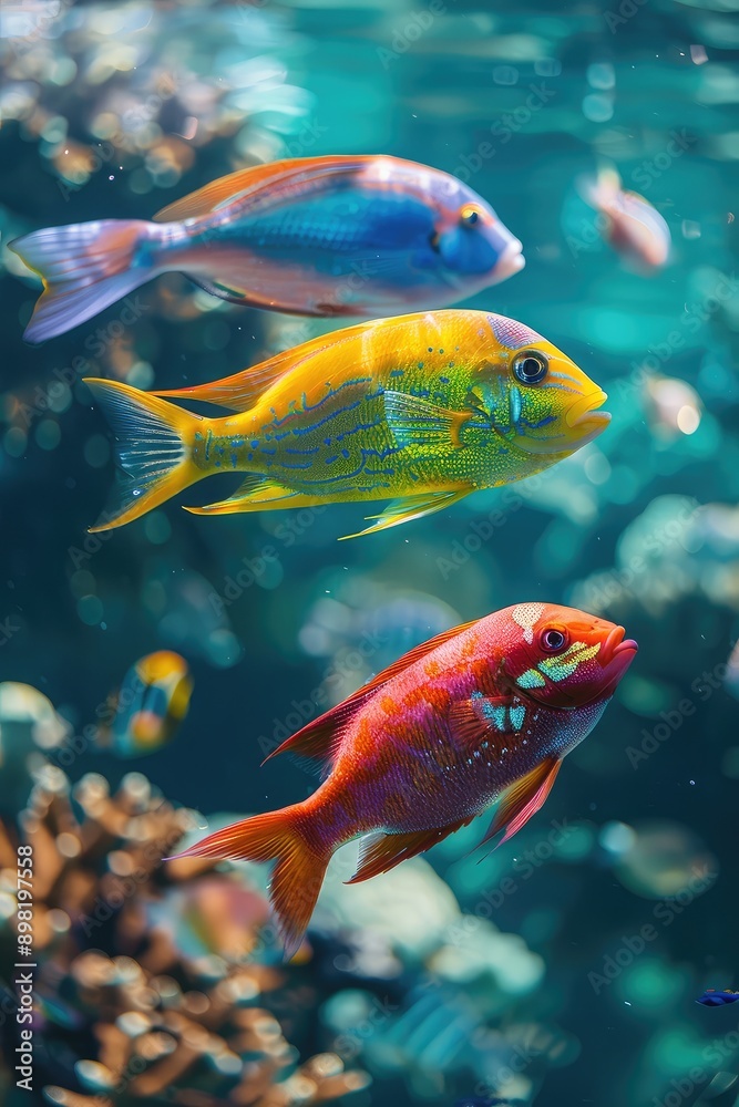 beautiful colorful fish underwater. Selective focus. beautiful colorful fish underwater. Selective focus.
