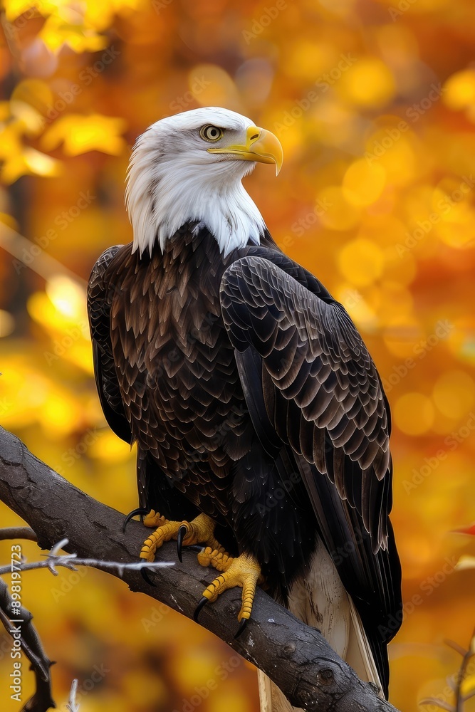 Obraz premium a large beautiful eagle sits on a tree branch. Selective focus.