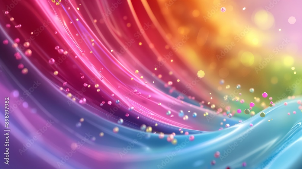 Fototapeta premium A colorful, swirling pattern of multicolored spheres. The image is abstract and has a playful, whimsical feel to it