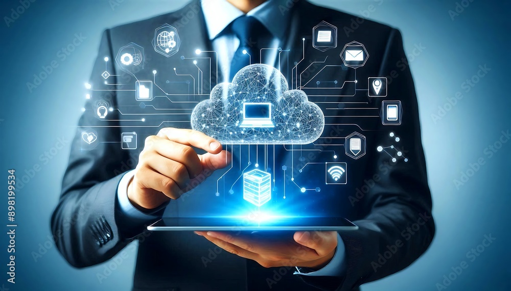 person pushing a button on a touch screen, cloud computing and innovation person pushing a button on a touch screen, cloud computing and innovation