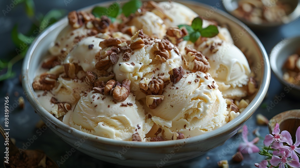 Bread with delicious ice cream topping, ice cream with delicious Bread topping Bread with delicious ice cream topping, ice cream with delicious Bread topping