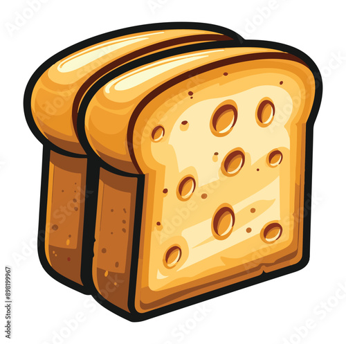 slices of bread with holes illustration cartoon vector ,generative ai
