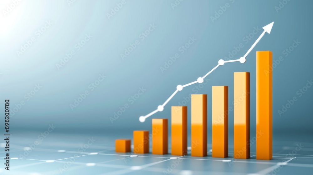 Upward Business Growth Trajectory Depicted Through Ascending Bar Graph Upward Business Growth Trajectory Depicted Through Ascending Bar Graph