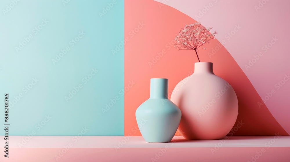Modern Vases on Pastel Background Modern Vases on Pastel Background