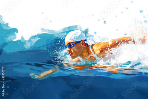 athlete swimming in pool in action