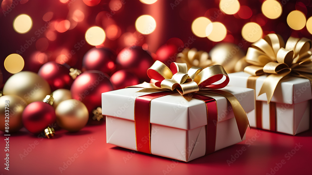 A Mountain of Festive Cheer: Red and Green gift boxes adorned with golden bows, evoking the warmth and joy of the holiday season. A Mountain of Festive Cheer: Red and Green gift boxes adorned with golden bows, evoking the warmth and joy of the holiday season.