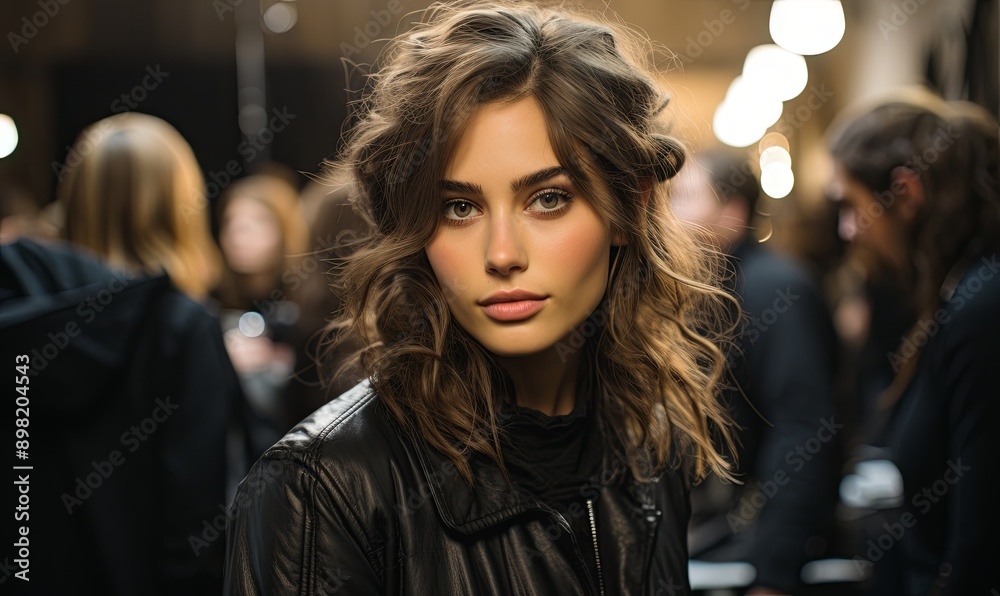Woman in Black Leather Jacket Looking at Camera Woman in Black Leather Jacket Looking at Camera