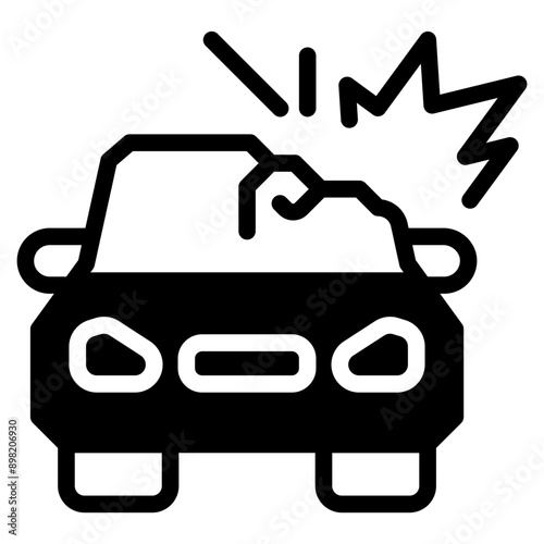 accident icon, broken cars, auto crash on road, car accident symbol isolated on white background. vector illustration