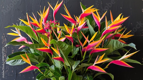 Vibrant Bird of Paradise Flowers Blooming. photo